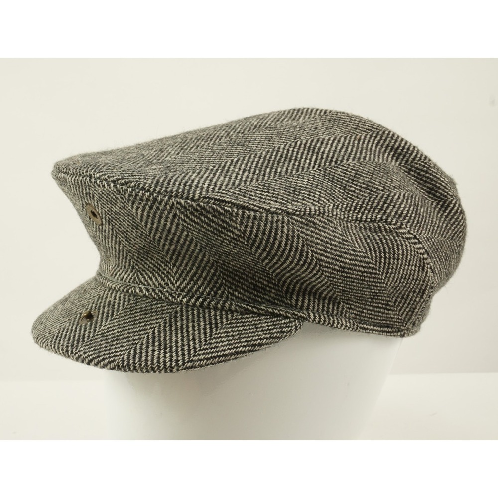 Vintage Mavili's‎ x Harris Tweed Wool Vancouver Canada Mail Cap Gray Herringbone